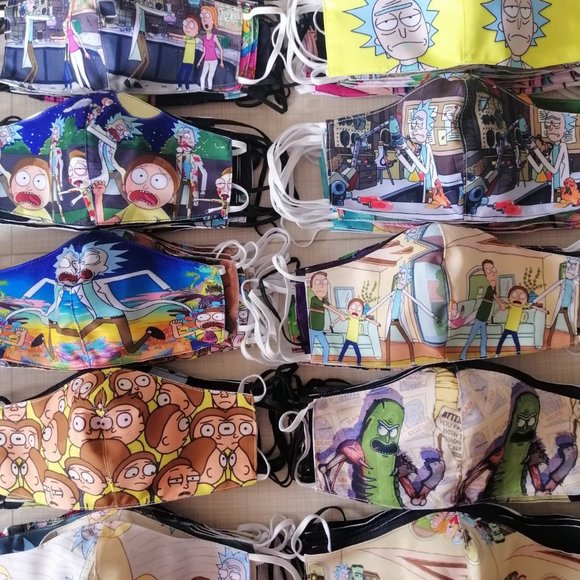 3x HANDMADE RICK and MORTY TV adult swim FACE mask - Picture 7 of 13